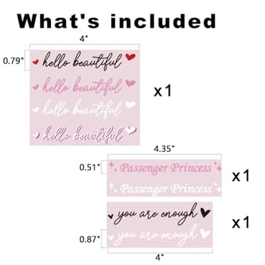 8 Styles Hello Beautiful Mirror Decal Rear View Mirror Sticker Passenger Princess Car Decor Vanity Accessories for Women Self Affirmations Mirror Window Decal Gift - Image 5