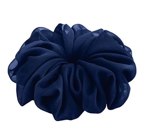 38 Colors Available, Big Scrunchies for Hair, Soft Cheer Chiffon large Ponytail Holder, Cute Birthday Gift for Women Girl Teen, Holiday Accessory (Midnight Navy Blue) - Image 1