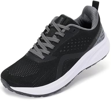 BRONAX Wide Tennis Shoes for Women Lace up Round Toe Comfortable Stylish Size 8w Athletic Gym Outdoor Sports Sneakers Walking Maternity Pregnancy Lightweight Casual Black 39 - Image 1
