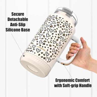 Hydraful 64 oz Tumbler with Handle and Straw - 100% Leak-Proof - Insulated Cup Reusable Stainless Steel Large Water Bottle Travel Mug for Gym, Hiking, and Camping - Gifts for Women Men Him Her - Image 6