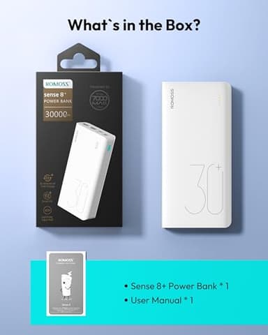 ROMOSS Power Bank, 30,000mAh Portable Phone Charger with USB C 3 Outputs & 3 Inputs, External Battery Pack PD 18W with iPhone 15/14/13/12, iPad, Samsung Galaxy and More - Image 8