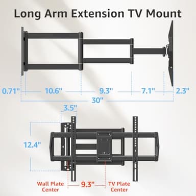 MOUNTUP Full Motion TV Wall Mount with 30” Extension & Tilt & Swivel for Most 42-75 Inch TVs, Long Arm TV Mount Corner Bracket Articulating Arm Mount, Max VESA 600x400mm and Up to 99 lbs, MU0057-L - Image 8