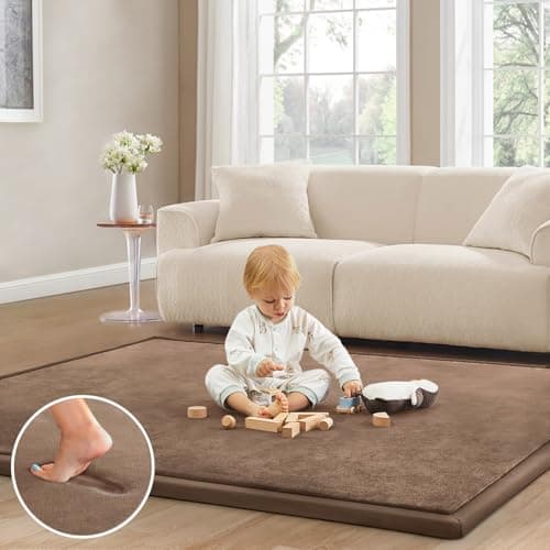 ILPEOD Baby Play Mat for Floor Tummy Time Mat Nursery Rug Muscle Mat Area Rug Playroom Rug Tatami Mat 9'2"x6'7" Memory Foam 1.3" Thick Crawling Mat for Babies,Toddlers, Infants, Kids,Floor Mat,Coffee - Image 1