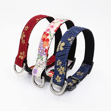 Serijoars Cotton Designer Dogs Collar Cute Flower Dog Collars for Girl Female Puppy Small Medium Large Dogs (L, Navy Flower) - Image 2