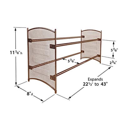 Lynk Expandable 2 Tier Stackable Shoe Rack - Steel Mesh Shoe Shelf - Bronze - Image 2