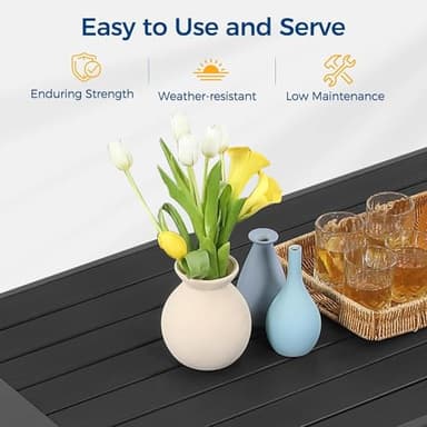 Wisteria Lane Aluminum Outdoor Patio Furniture Set, 7 Seats Modern Patio Conversation Sets, Outdoor Sectional Metal Sofa with 5 Inch Cushion and Coffee Table for Garden, Black Frame and Blue Cushion - Image 3