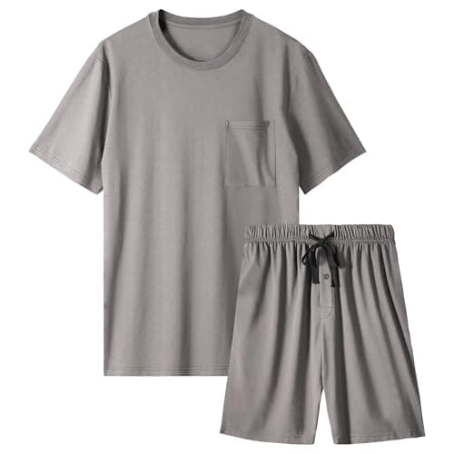 BAMBOO COOL Mens Pajama Set Summer Pjs Sleepwear Short Sleeve Shirts Soft Lightweight Sleep Sets with Pockets - Image 1