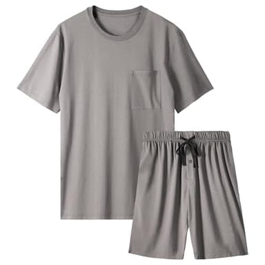 BAMBOO COOL Mens Pajama Set Summer Pjs Sleepwear Short Sleeve Shirts Soft Lightweight Sleep Sets with Pockets - Image 1
