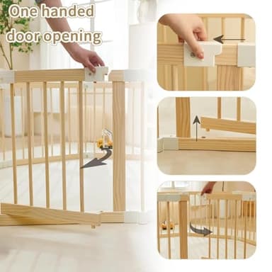 Baby Playpen, Foldable Wooden Play Yard with Gate, Playpen for Babies and Toddlers, Adjustable Baby Activity Center with Child Proof Lock, Fence Play Area for Toddlers 6 to 36 months(56*83*24inch) - Image 4