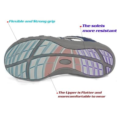 GRITION Hiking Sandals Women Closed Toe, Waterproof Lightweight Adjustable Hiking Athletic Sandals, Breathable For Beach Summer Adventure Comfortable Outdoor Sport (7 US, Navy) - Image 4
