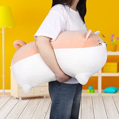 Auspicious beginning 27.6'' Shiba Inu Plush Toy Anime Smiling Corgi Kawaii Long Plush Dog Soft Hugging Body Pillow, Big Stuffed Animal Plush Doll Gifts - Image 6