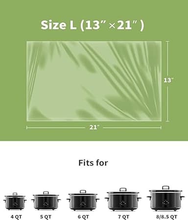 KOOC Slow Cooker Liners 13"x21" 20 Count Cooking Bags Pot Liners Disposable Bags Fit 3 qt to 8.5 qt Slow Cooker BPA Free, 2 Packs (20 Liners Total) - Image 5