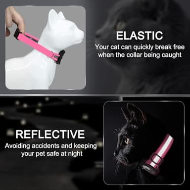 Reflective AirTag Cat Collar, Integrated Cat Tracker Collar with Air Tag Holder and Bell, Safety Elastic Band Cat GPS Collars for Girl Boy Cats, Kittens and Puppies (Hotpink,XS) - Image 2