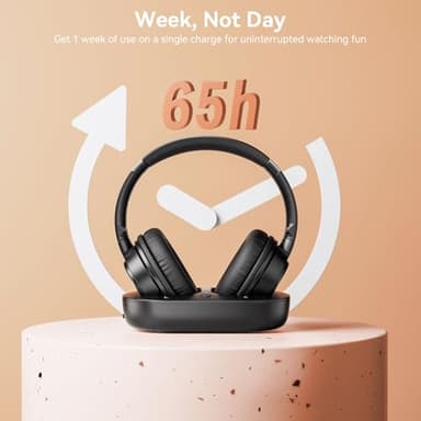 SKYCOMET Wireless Headphones for TV, TV Headphones Wireless for Seniors with Transmitter Charging Base, Perfect Audio Sync, No Audio Dealy, Ideal Gift for The Mom, Seniors, Elderly - Image 5