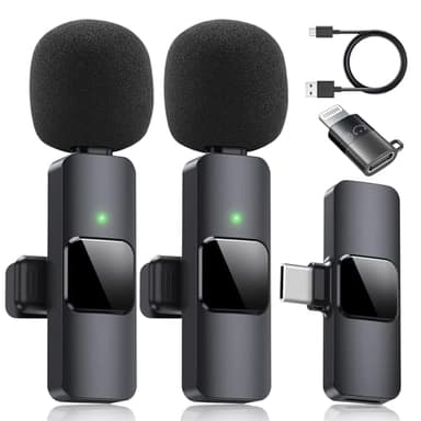 Dual Wireless Lavalier Microphone for iPhone, iPad - Perfect for Video Conferencing, Recording, and Live Streaming - Image 1
