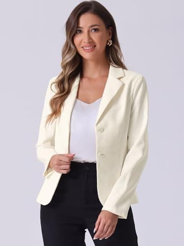 Allegra K Women's Work Office Blazer Stretch Lapel Collar Long Sleeve Jacket Suit Blazer XX-Large Cream White - Image 2