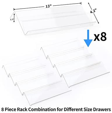 MIUKAA Clear Acrylic Spice Drawer Organizer, 4 Tier- 2 Set Expandable From 13" to 26" Drawer Seasoning Organizer, Kitchen Spice Rack Tray for Drawer/Countertop (Jars not included) - Image 4