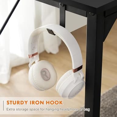 Sweetcrispy Computer Small Office Desk 40 Inch Student Kids Study Writing Work with Headphone Hooks & Storage Bag Modern Simple PC Home Bedroom Table, Rustic Brown - Image 7