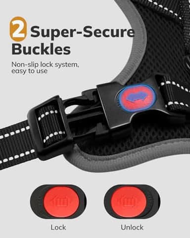 MIDOG No-Pull Dog Harness | Adjustable & Reflective Pet Harness Leash Set for Small Medium Large Dogs Walking, Training| No Choke, Front Clip, Soft Padded Vest with Easy Control Handle - Black, XS - Image 7