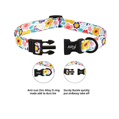 Dog Collar Adjustable Summer Flower Dog Collars with Safety Buckle Soft Comfortable Pet Collar for Small Medium Large Dogs - Image 3