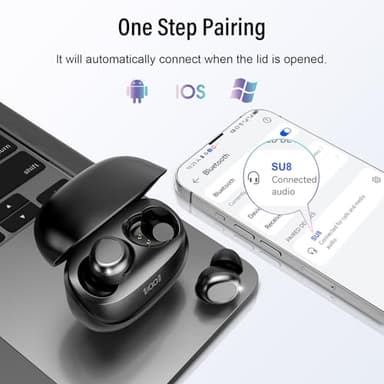 DUSONLAP Sleep Earbuds Bluetooth 5.4 in Ear Light-Weight Headphones, Mini Sleep Headphones Small Design for Side Sleepers, 47H Playtime with Charging Case, Clear Calls Earphones, Black - Image 8