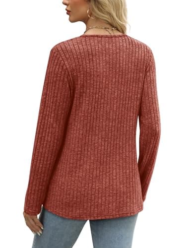 Womens Sweaters Fall Outfits 2025 Fashion Must Haves Clothes Long Sleeve Shirts Casual Winter Thanksgiving School Teachers Caramel L - Image 5