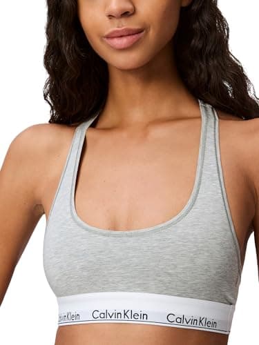 Calvin Klein Modern Cotton Unlined Wireless Bralette, Grey Heather, Small - Image 4