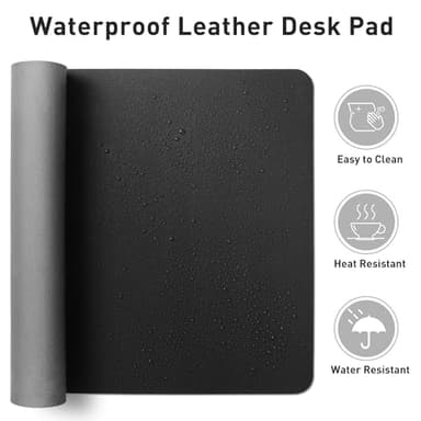 Aothia Leather Desk Pad Protector, Mouse Pad, Office Desk Mat, Non-Slip PU Leather Desk Blotter, Laptop Desk Pad, Waterproof Desk Writing Pad for Office and Home (Black,36" x 17") - Image 6