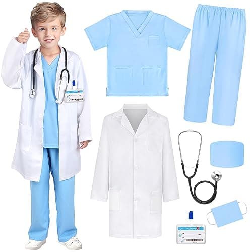 GIFTINBOX Doctor Costume for Kids Doctor Lab Coat for Kids Real Stethoscope, Girls and Boys Halloween Costumes for Kids age 3-12… - Image 1