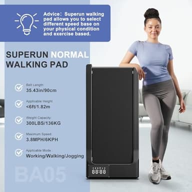 DeerRun 2025 Upgrade Walking Pad, Smart Under Desk Treadmill for Home Office, No-Assembly Treadmills with APP and Remote Control, LED Display, 2.5 HP Quiet Walking Jogging Machine, 300 lbs Capacity - Image 3