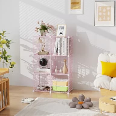 C&AHOME Wire Cube Storage, 6 - Cube Organizer Metal C Grids, Modular Shelves Units, Closet Organizer, Ideal for Home, Office, Living Room, 36.6”L x 12.4”W 36.6”H, Pink UWCS3006P - Image 6