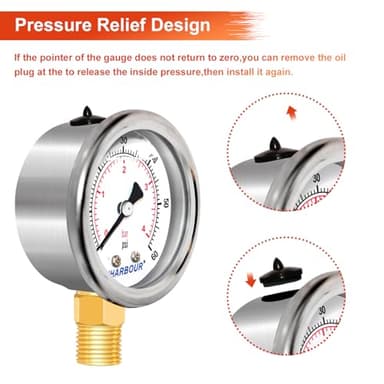 Uharbour Pool Fliter Pressure Gauge Water Proof 60psi 1/4" NPT Bottom Mount, Pool Pressure Gauge Glycerin Filled, Replacement for Swimming Pool, Spa and Aquarium Valve Filter - Image 7