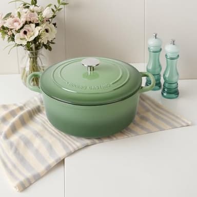 EDGING CASTING Enameled Dutch Ovens Cast Iron Dutch Oven Pot with Lid for Bread Baking, Cook, Dual Handle, 7 Quart, Pistachio Green - Image 8