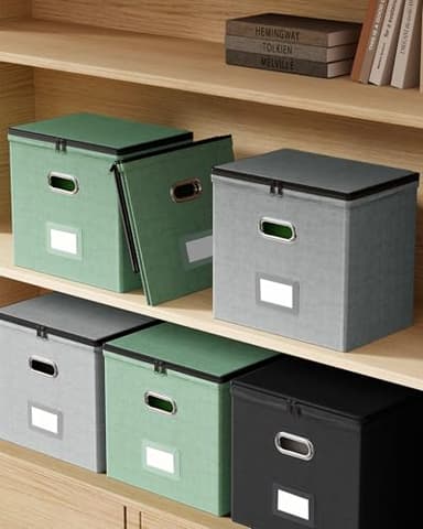Oterri 2 Pack File Organizer Boxes with Lids, File Box with Mesh Pockets, Document Organizer Box for File Folders Letter Size, Zippers Filing Box for Home, Office, School (Black, Without Folders) - Image 6
