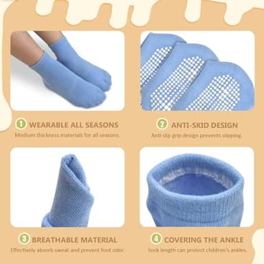 HYCLES Toddler Grip Socks, Non Slip Kid Socks Floor Skid Sock with Gripper for 0-1T Boy Girl 6-12 Months Baby - Image 4
