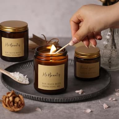 LETINE 12 Pack, 8 OZ Thick Amber Glass Jars with Gold Lids - Candle Vessels for Candle Making, Glass Candle Jars with Lids, Empty Candle Jars for Sugar Scrubs, Herbs, and Bridesmaids Proposal Gifts - Image 4