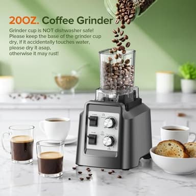 Blenders for Kitchen, Smoothie Blender with Timer - Countertop Blenders with 68oz Dishwasher-Safe Pitcher, Ice Crushing & Frozen Fruit, BPA Free - Image 3