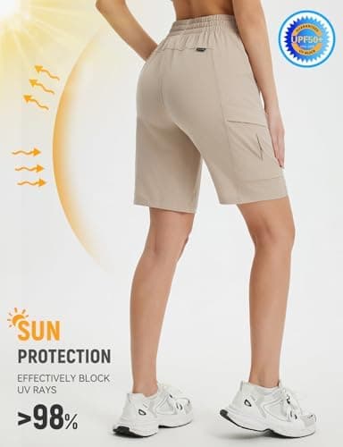 baleaf Women's 9" Cargo Shorts Hiking Water Resistant Pockets Bermuda Lightweight UPF50+ Camping Travel Outdoor - Image 4