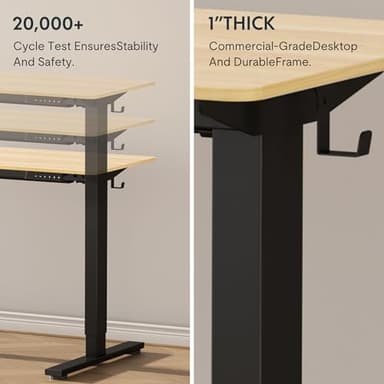 FLEXISPOT EN1 Whole-Piece Standing Desk 55x28 Electric Height Adjustable Desk for Home Office and Computer Workstation (Black Frame + 55" Maple Top, 2 Packages) - Image 5