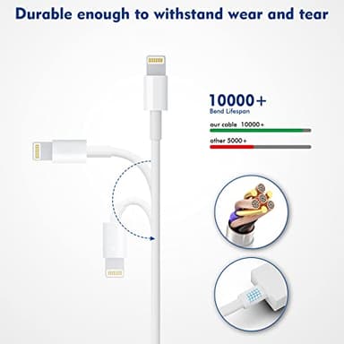 (Apple MFi Certified) iPhone charger 10ft,2Pack 10Foot Long Fast Charging Lightning Cord Cable 2Pack USB Wall Charger Travel Plug Adapter Box for iPhone 14/13/12 Mini/11 Pro Max/10/XS/XR/X/8/7/SE,iPad - Image 3