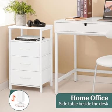 Yoobure Night Stand with Charging Station, 16 Colors LED Nightstand with USB Ports and Outlets, End Table with 3 Fabric Drawers and Storage Shelf, Bedside Tables Small Dresser for Small Space White - Image 8