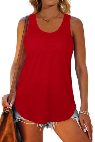 Racerback Tank Tops for Women Loose Fit Red Tank Top Dressy Casual S - Image 4