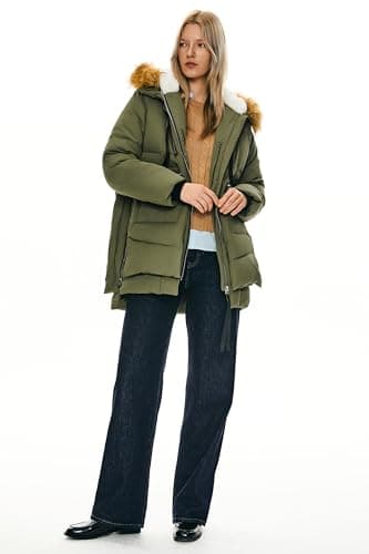 Orolay Women's Thickened Down Jacket Winter Hooded Coat with Faux Fur Trim Green L - Image 6