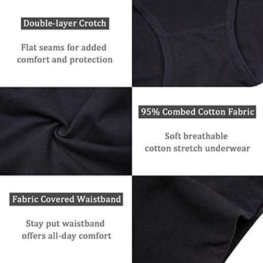 wirarpa Womens Cotton Underwear 4 Pack High Waist Briefs Light Tummy Control Ladies Comfort Stretch Panties Underpants Size XL,Black - Image 6