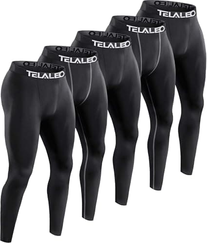 TELALEO 5 Pack Men's Compression Pants for Workout, Running,Basketball,Football-Sports Baselayer Leggings M - Image 1