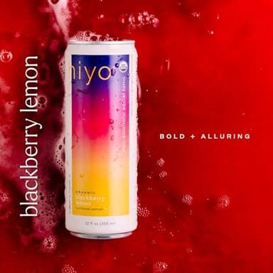 Hiyo Organic Social Tonic - Blackberry Lemon, 12 Pack - N.A. Functional Seltzer, Sparkling Water Crafted with Organic Adaptogens, Nootropics & Botanicals - Image 3