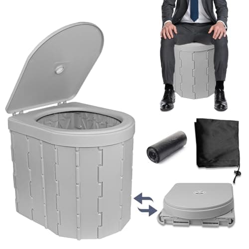 TEMOLA Portable Toilet for Adults, Retractable Portable 12.9'' Camping Toilet with Lid, for Camping, Car, Hiking, Road Trip, Boat, Beach, Traffic Jam, Home - Image 1