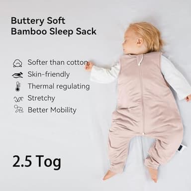 BubblePanda Rayon Made From Bamboo Toddler Sleep Sack with Feet 12-24 Months 2.5 Tog Winter Ultra Soft Warm Baby Sleep Bag Walker 1t-2t Quilted Thick Wearable Blanket with Legs 2-Way Zipper - Image 2