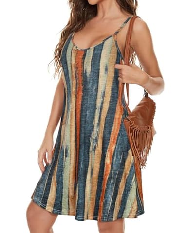 JOELLYUS Womens Sundresses Summer Spaghetti Strap Dresses Beach Cover Ups Causal Tank Dress with Pockets (BYS,XL) - Image 4