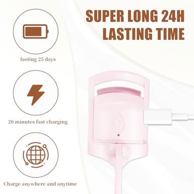 C-Shaped Heated Eyelash Curler Fast Heat Up in 6s - Rechargeable Electric Eyelash Curler for 24-Hours Long Lasting Curls - Safe Anti-Burn Lash Curler Elevate Your Beauty with Stunning Lashes (Large) - Image 4